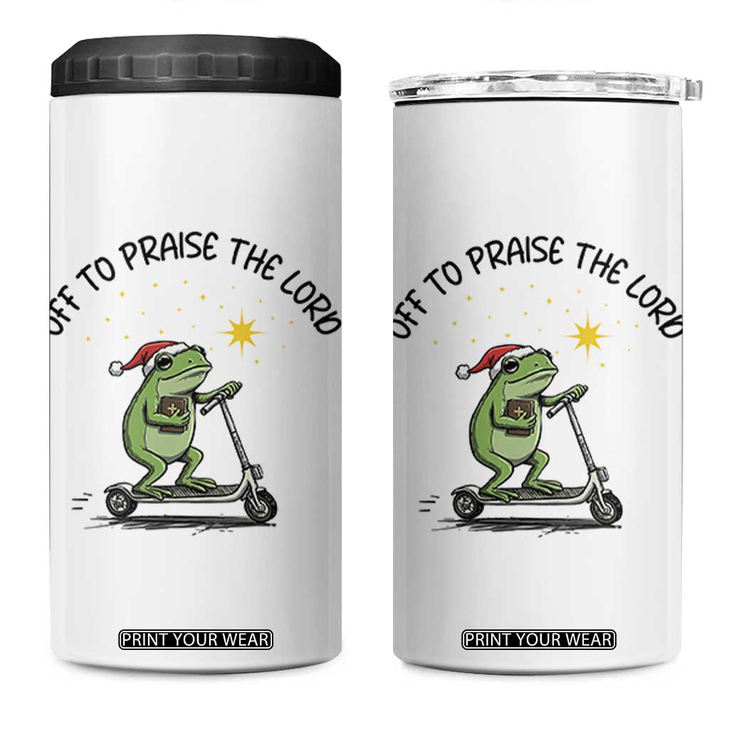 Off To Praise The Lord 4 in 1 Can Cooler Tumbler Funny Frog Christian TS14 One Size: 16 oz White Print Your Wear