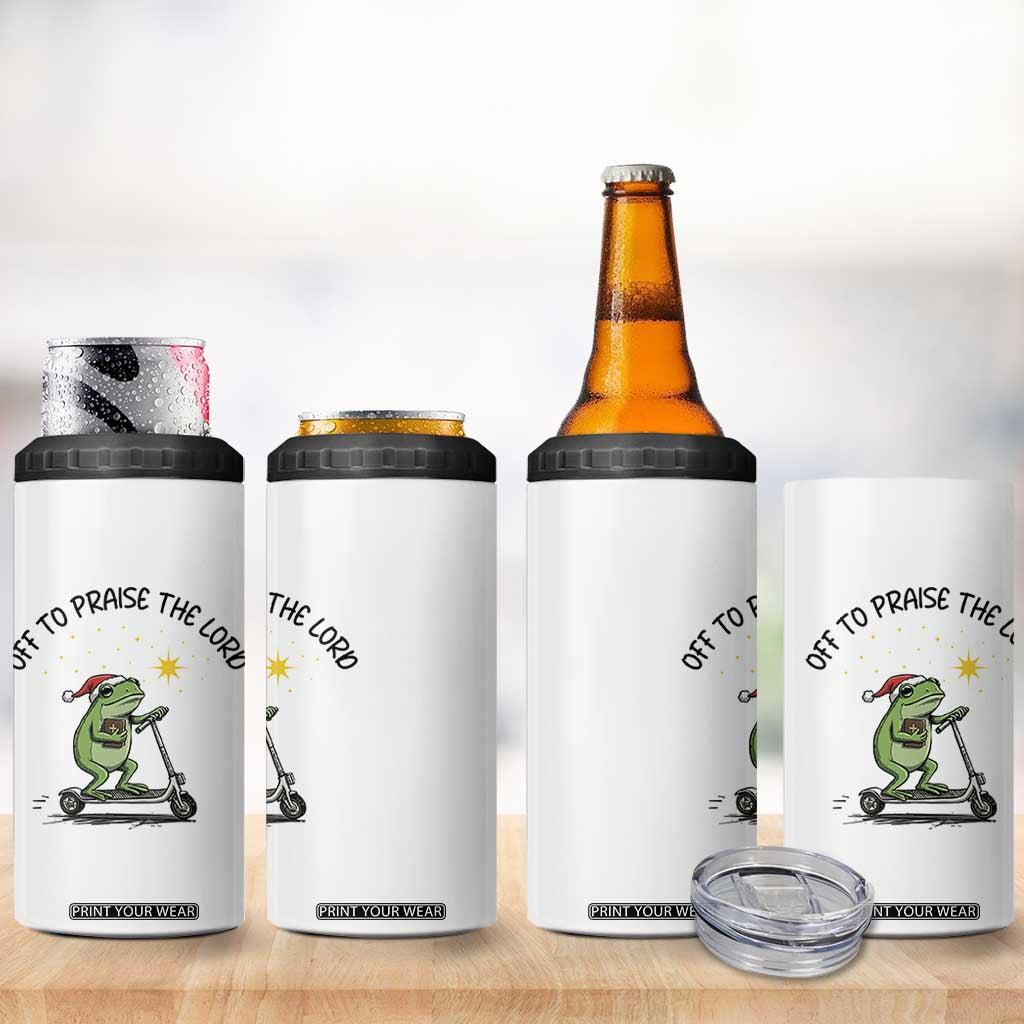 Off To Praise The Lord 4 in 1 Can Cooler Tumbler Funny Frog Christian TS14 Print Your Wear