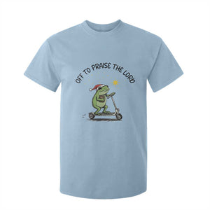 Off To Praise The Lord T Shirt For Kid Funny Frog Christian TS14 Light Blue Print Your Wear