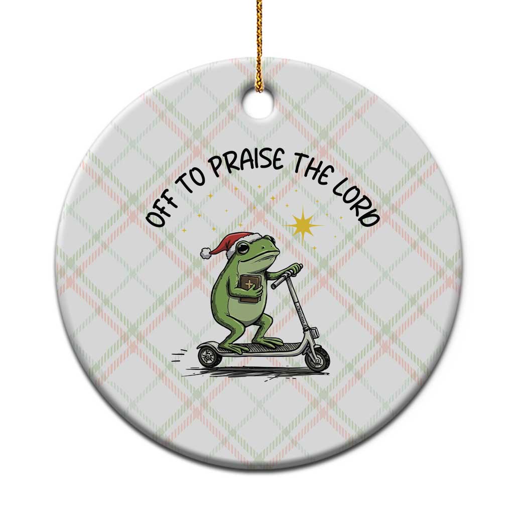 Off To Praise The Lord Ceramic Ornament Funny Frog Christian TS14 1pc Christmas Plaid Print Your Wear