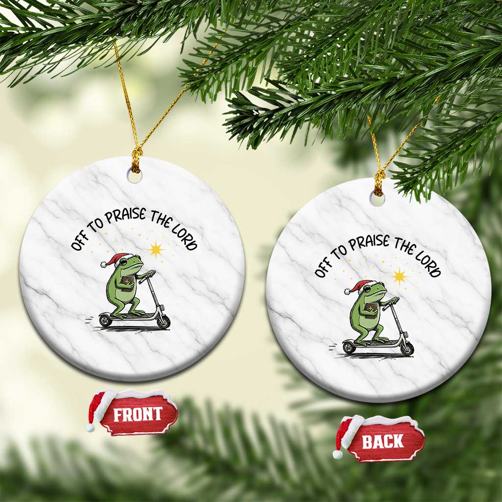 Off To Praise The Lord Ceramic Ornament Funny Frog Christian TS14 1pc White Marble Print Your Wear