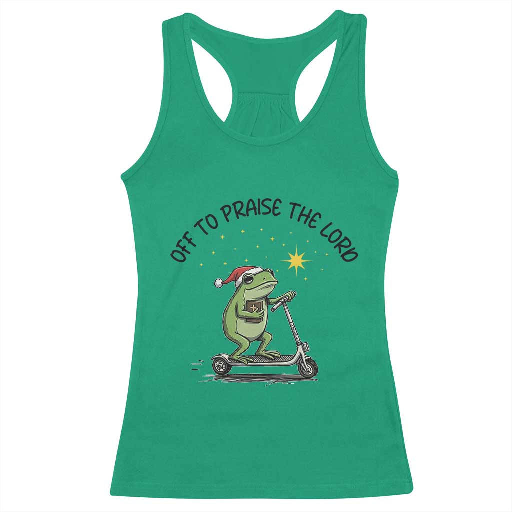 Off To Praise The Lord Racerback Tank Top Funny Frog Christian TS14 Irish Green Print Your Wear