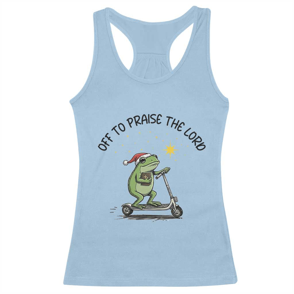 Off To Praise The Lord Racerback Tank Top Funny Frog Christian TS14 Light Blue Print Your Wear