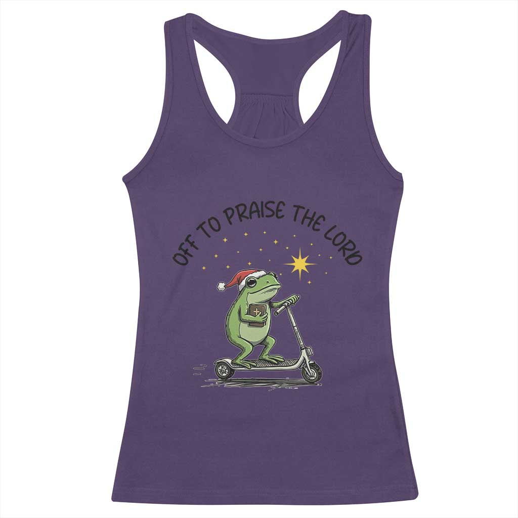 Off To Praise The Lord Racerback Tank Top Funny Frog Christian TS14 Purple Print Your Wear