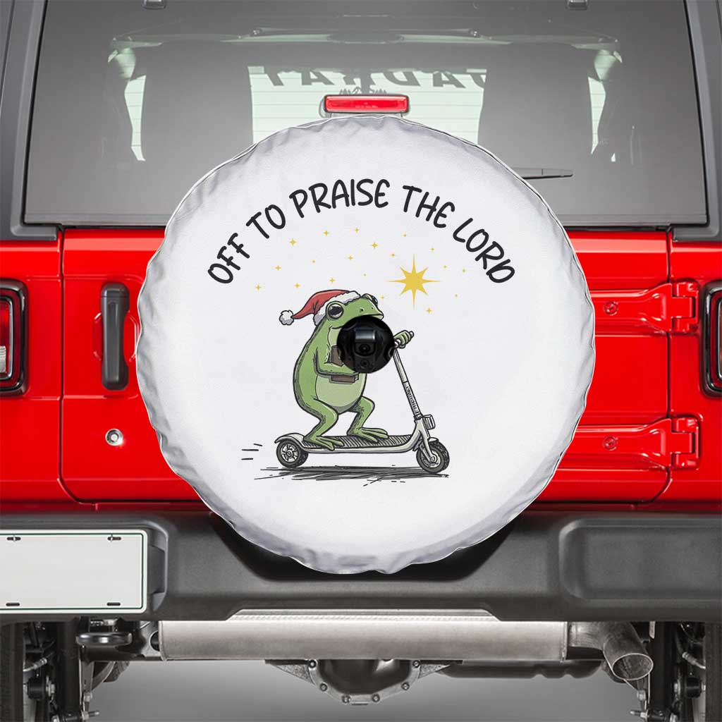Off To Praise The Lord Spare Tire Cover Funny Frog Christian TS14 White Print Your Wear