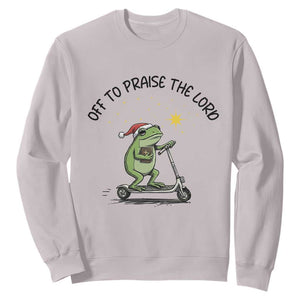 Off To Praise The Lord Sweatshirt Funny Frog Christian TS14 Ice Gray Print Your Wear