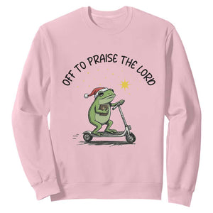 Off To Praise The Lord Sweatshirt Funny Frog Christian TS14 Light Pink Print Your Wear