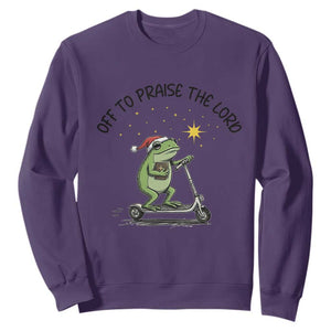 Off To Praise The Lord Sweatshirt Funny Frog Christian TS14 Purple Print Your Wear
