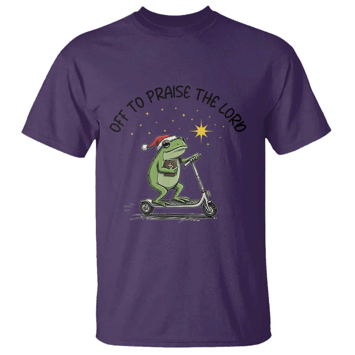 Off To Praise The Lord T Shirt Funny Frog Christian TS14 Purple Print Your Wear