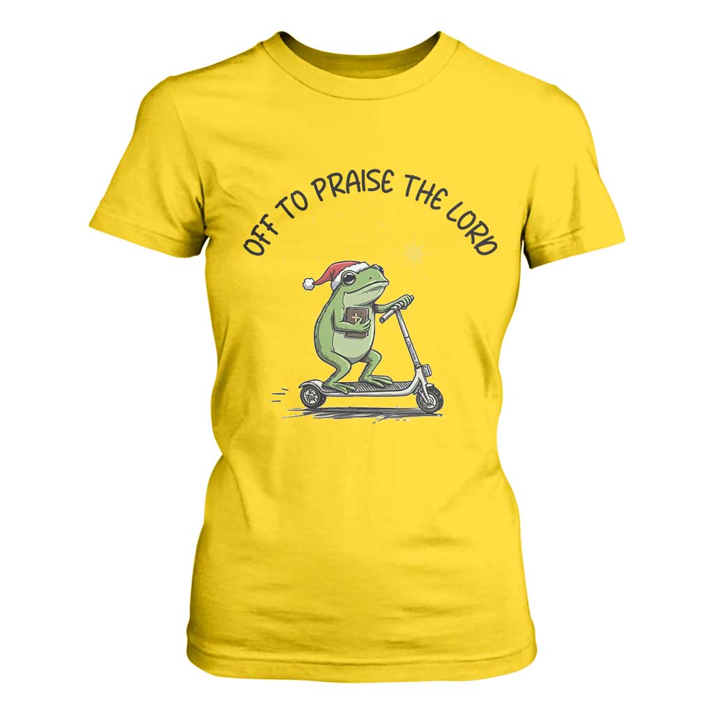 Off To Praise The Lord T Shirt For Women Funny Frog Christian TS14 Daisy Print Your Wear