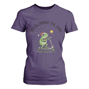 Off To Praise The Lord T Shirt For Women Funny Frog Christian TS14 Purple Print Your Wear