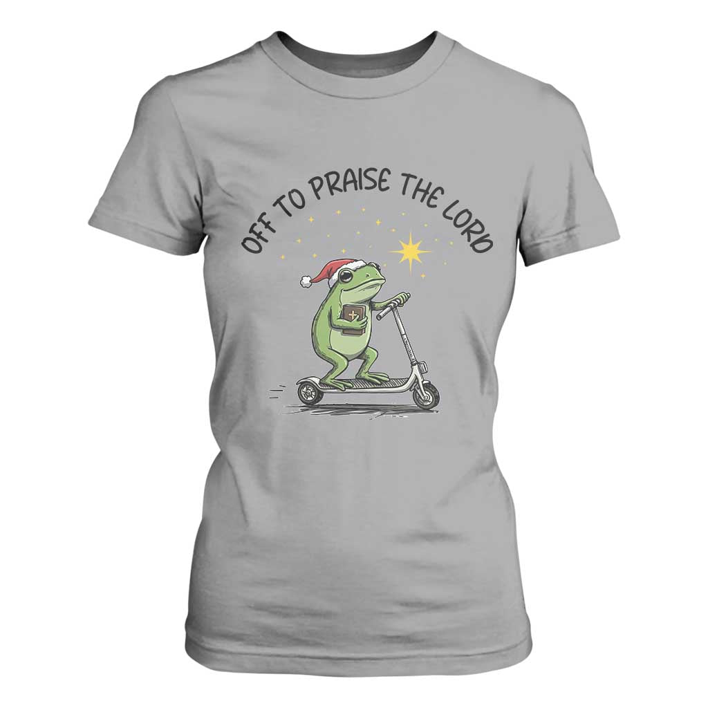 Off To Praise The Lord T Shirt For Women Funny Frog Christian TS14 Sport Gray Print Your Wear