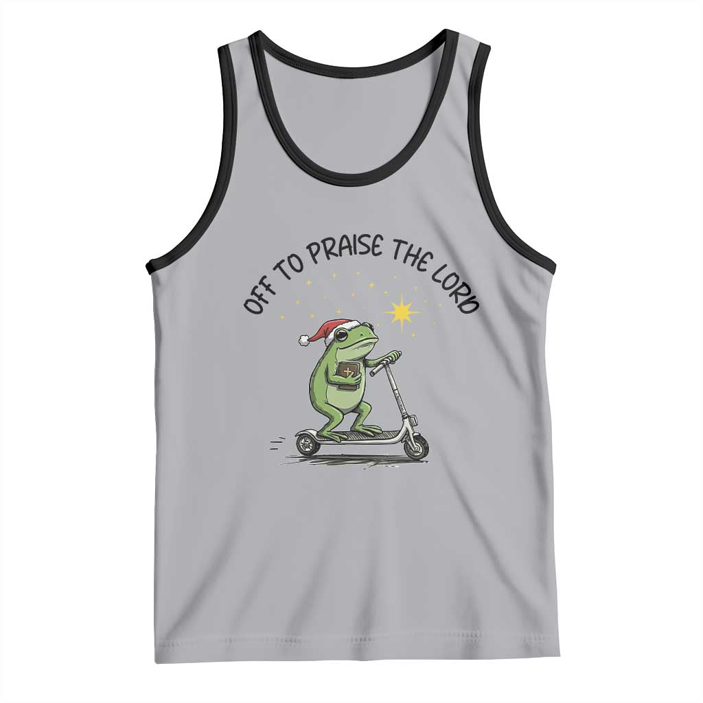 Off To Praise The Lord Tank Top Funny Frog Christian TS14 Athletic Heather Black Print Your Wear