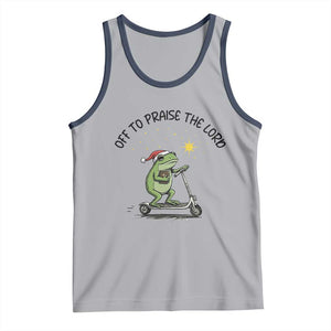 Off To Praise The Lord Tank Top Funny Frog Christian TS14 Athletic Heather Navy Print Your Wear
