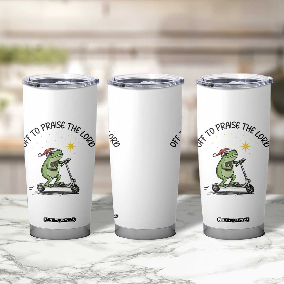 Off To Praise The Lord Tumbler Cup Funny Frog Christian TS14 Print Your Wear