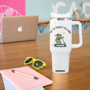 Off To Praise The Lord Tumbler With Handle Funny Frog Christian TS14 Print Your Wear