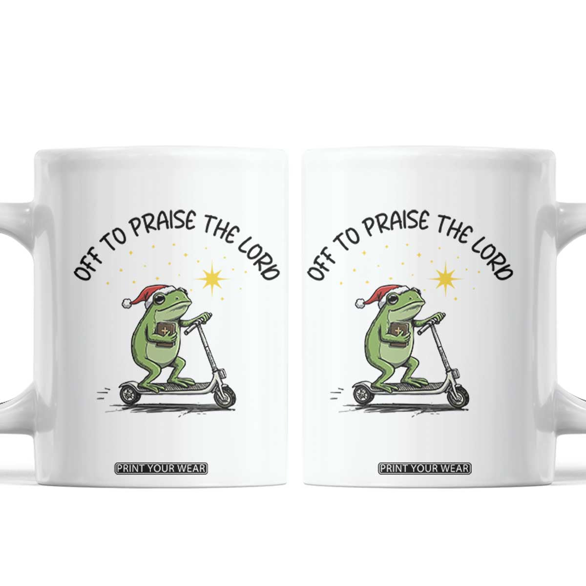 Off To Praise The Lord Coffee Mug Funny Frog Christian TS14 White Print Your Wear