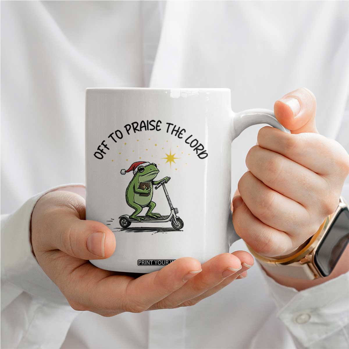 Off To Praise The Lord Coffee Mug Funny Frog Christian TS14 Print Your Wear