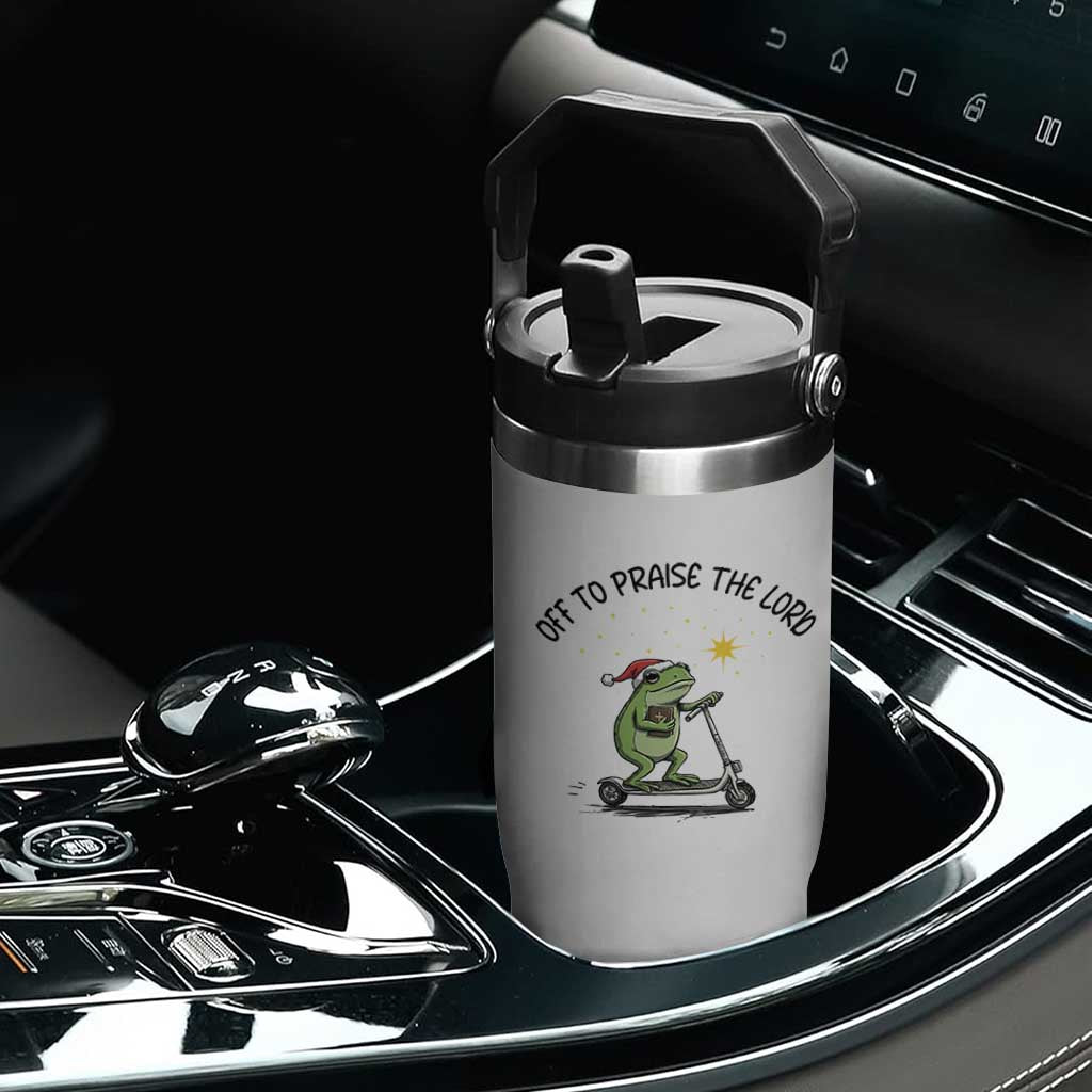 Off To Praise The Lord Flip Straw Tumbler Funny Frog Christian TS14 Print Your Wear