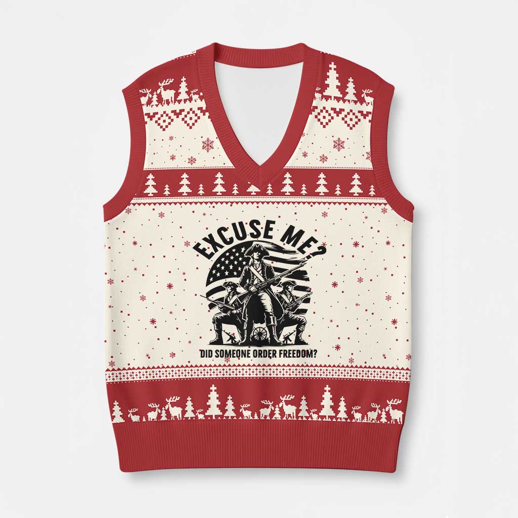 Freedom Resist Protest Civil Rights V-Neck Knit Sweater Vest Excuse Me Did Someone Order Freedom TS14 Beige Red Print Your Wear