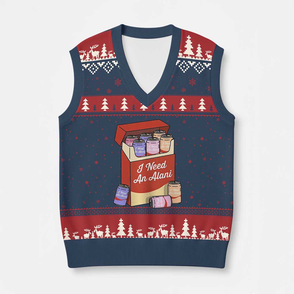I Need An Alani V-Neck Knit Sweater Vest Funny Drinking Trendy Summer Vacation TS14 Navy Red Print Your Wear