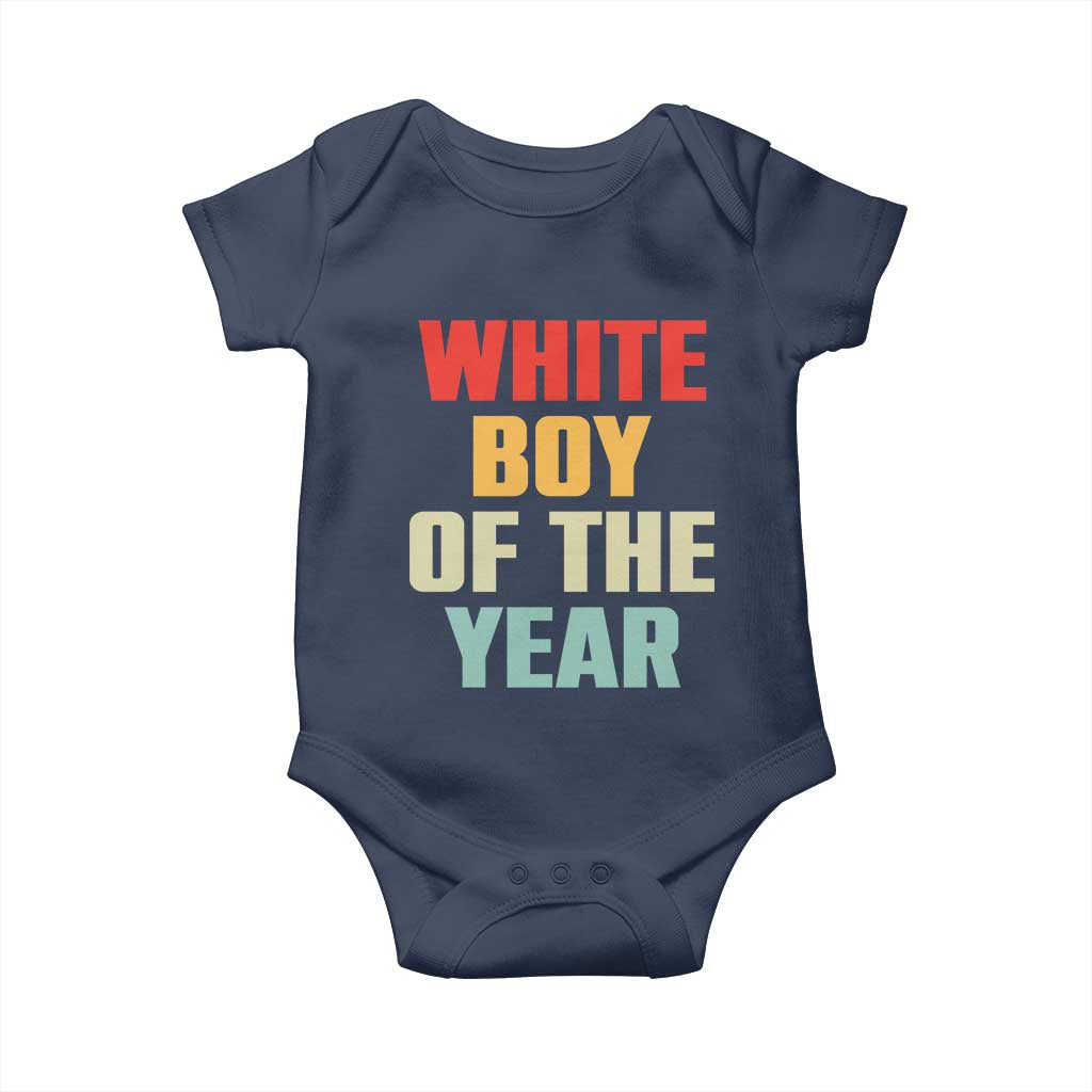 White Boy Of The Year Baby Onesie Funny Statement TS14 Navy Print Your Wear