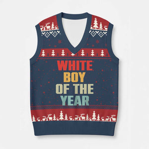 White Boy Of The Year V-Neck Knit Sweater Vest Funny Statement TS14 Navy Red Print Your Wear
