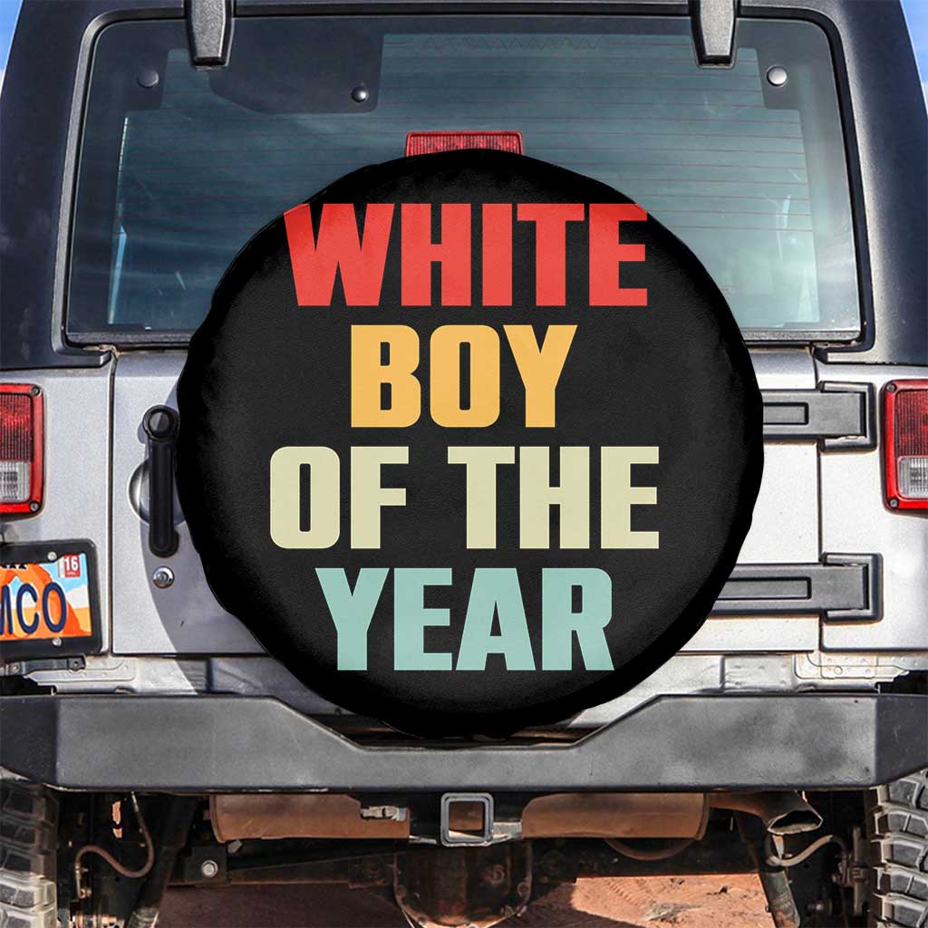 White Boy Of The Year Spare Tire Cover Funny Statement TS14 No hole Black Print Your Wear