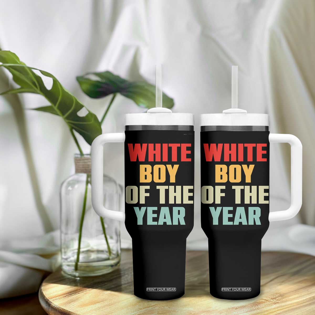 White Boy Of The Year Tumbler With Handle Funny Statement TS14 Print Your Wear