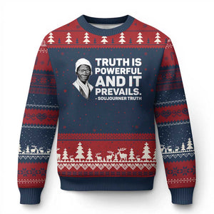 Sojourner Truth Quote Ugly Christmas Sweater Truth is Powerful and It Prevails TS14 Navy Red Print Your Wear