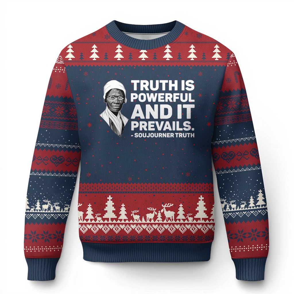 Sojourner Truth Quote Ugly Christmas Sweater Truth is Powerful and It Prevails TS14 Navy Red Print Your Wear