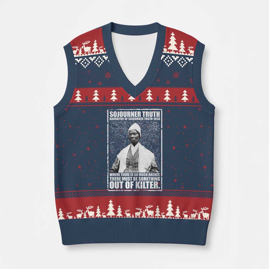 Sojourner Truth Quote V-Neck Knit Sweater Vest Black History Month TS14 Navy Red Print Your Wear