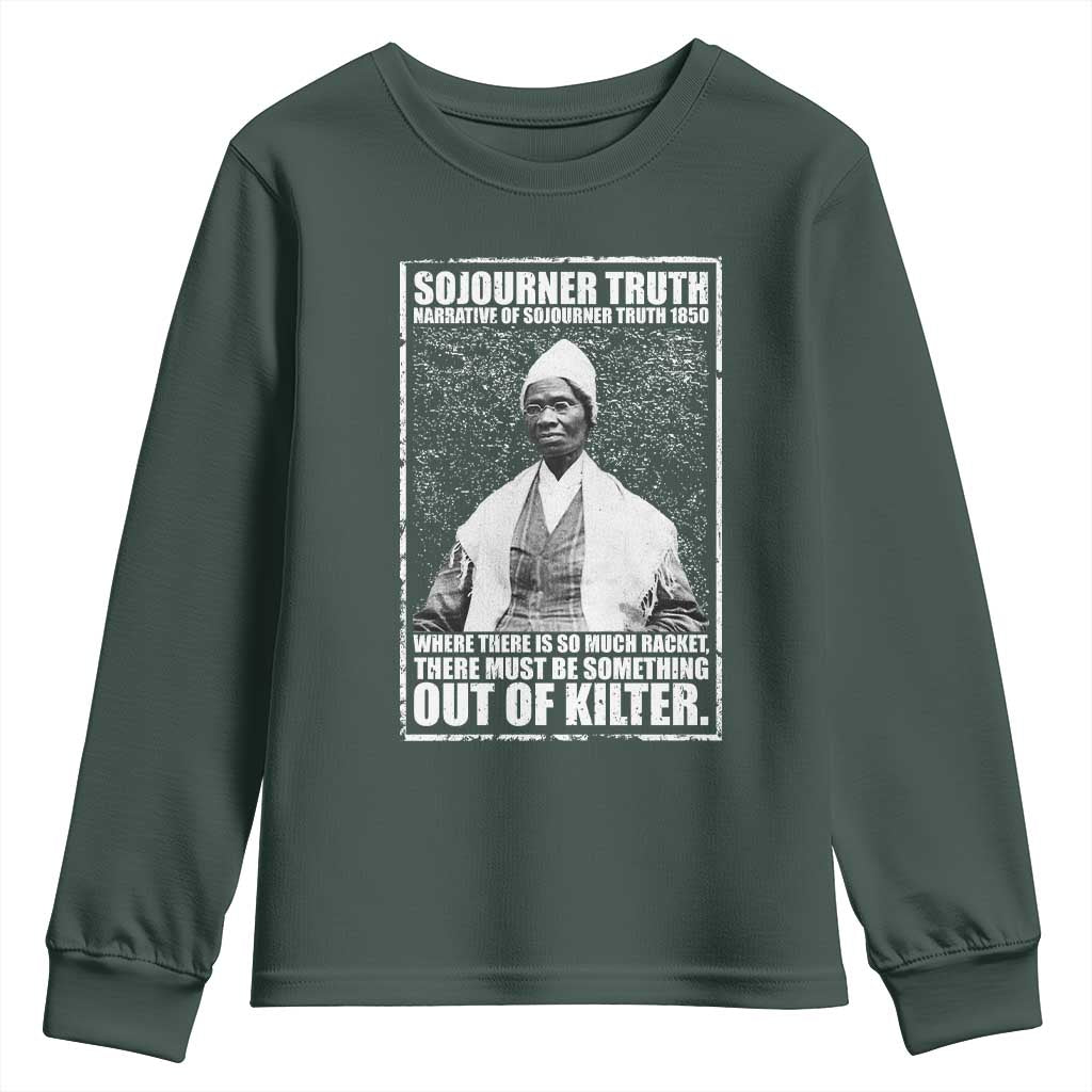 Sojourner Truth Quote Youth Sweatshirt Black History Month TS14 Dark Forest Green Print Your Wear