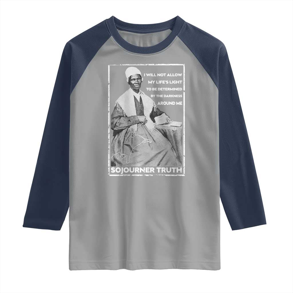 Sojourner Truth Quote Raglan Shirt Black History Month Strong Woman TS14 Sport Gray Navy Print Your Wear