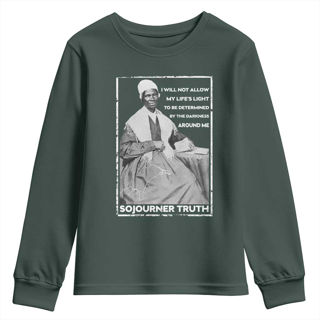 Sojourner Truth Quote Youth Sweatshirt Black History Month Strong Woman TS14 Dark Forest Green Print Your Wear