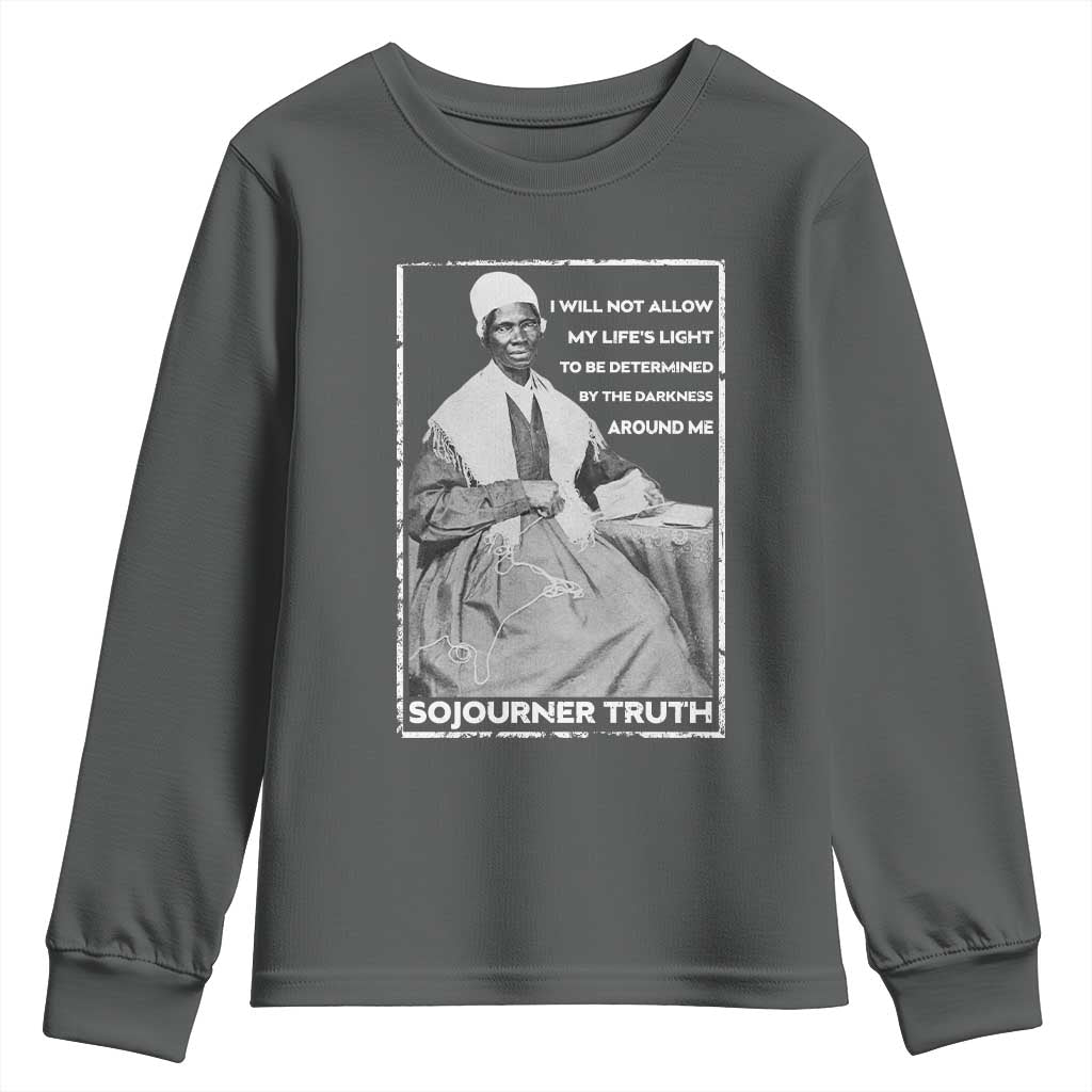 Sojourner Truth Quote Youth Sweatshirt Black History Month Strong Woman TS14 Dark Heather Print Your Wear