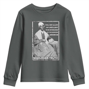 Sojourner Truth Quote Youth Sweatshirt Black History Month Strong Woman TS14 Dark Heather Print Your Wear