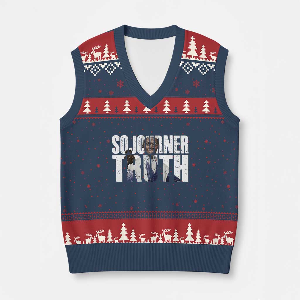 Sojourner Truth Quote V-Neck Knit Sweater Vest African American Historical Hero TS14 Navy Red Print Your Wear