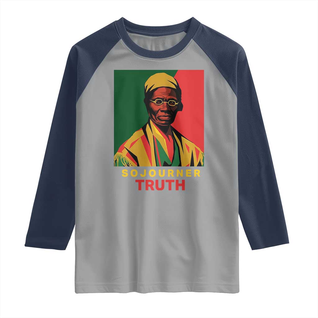 Sojourner Truth Raglan Shirt Black History Month TS14 Sport Gray Navy Print Your Wear