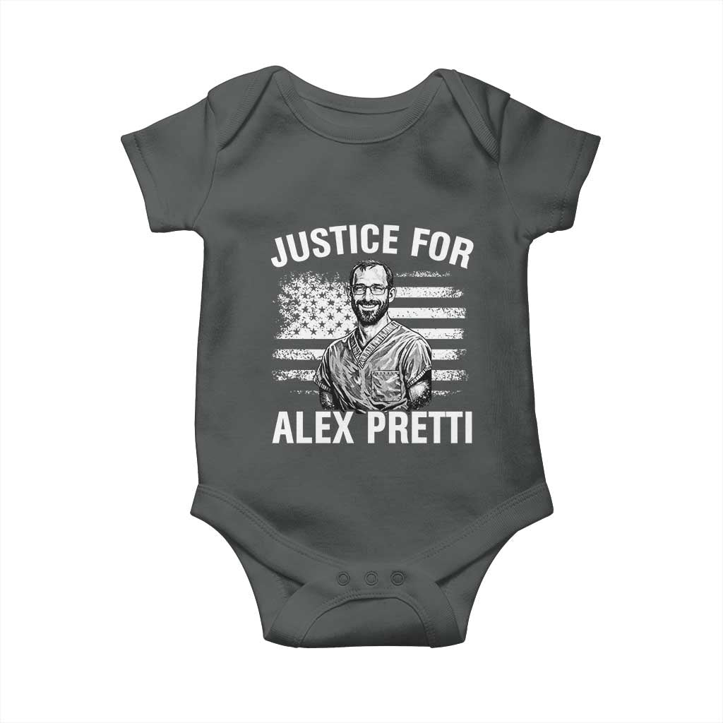 Justices for Alex Pretti Baby Onesie Resist Abolish ICE Protest TS14 Dark Heather Print Your Wear