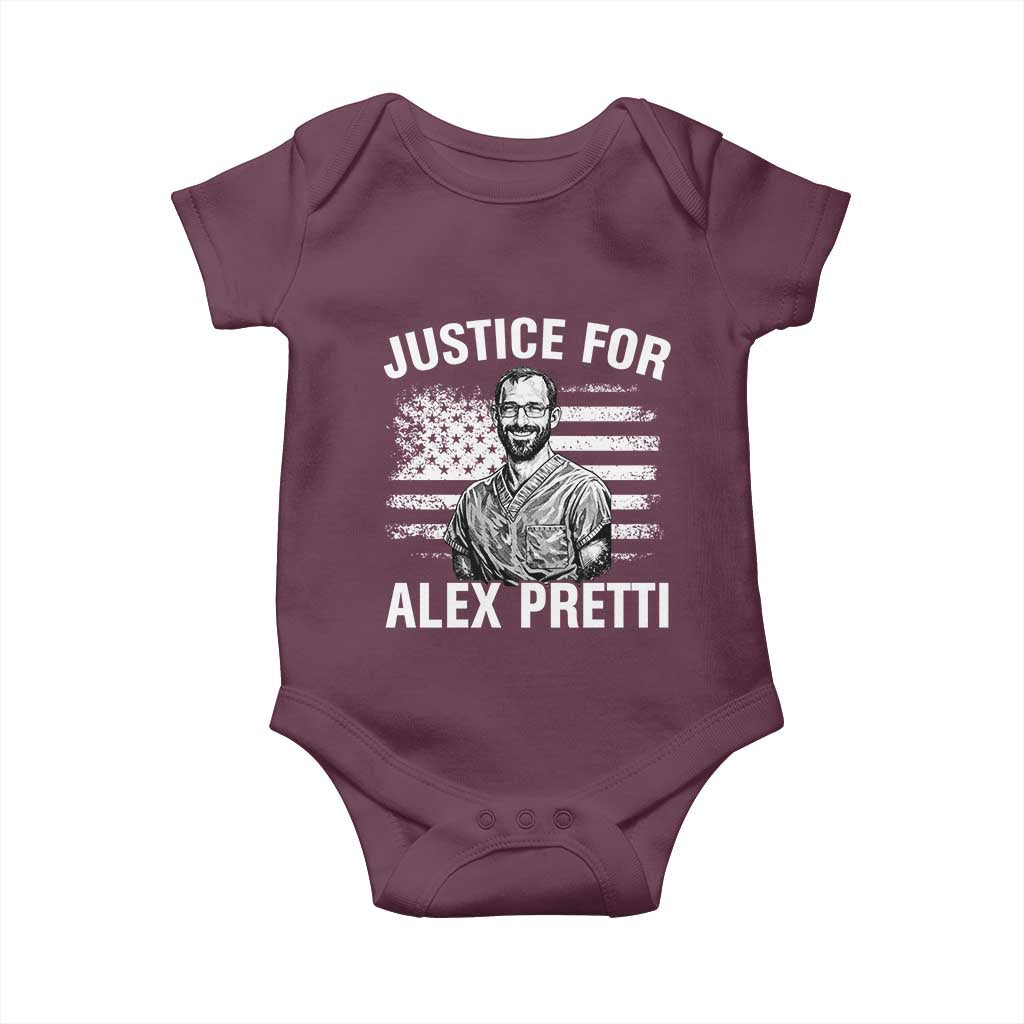Justices for Alex Pretti Baby Onesie Resist Abolish ICE Protest TS14 Maroon Print Your Wear