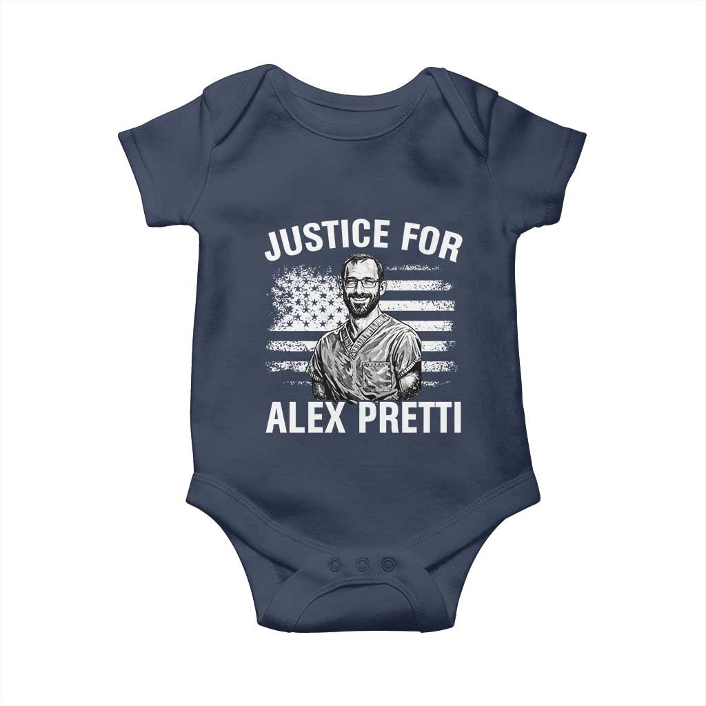 Justices for Alex Pretti Baby Onesie Resist Abolish ICE Protest TS14 Navy Print Your Wear