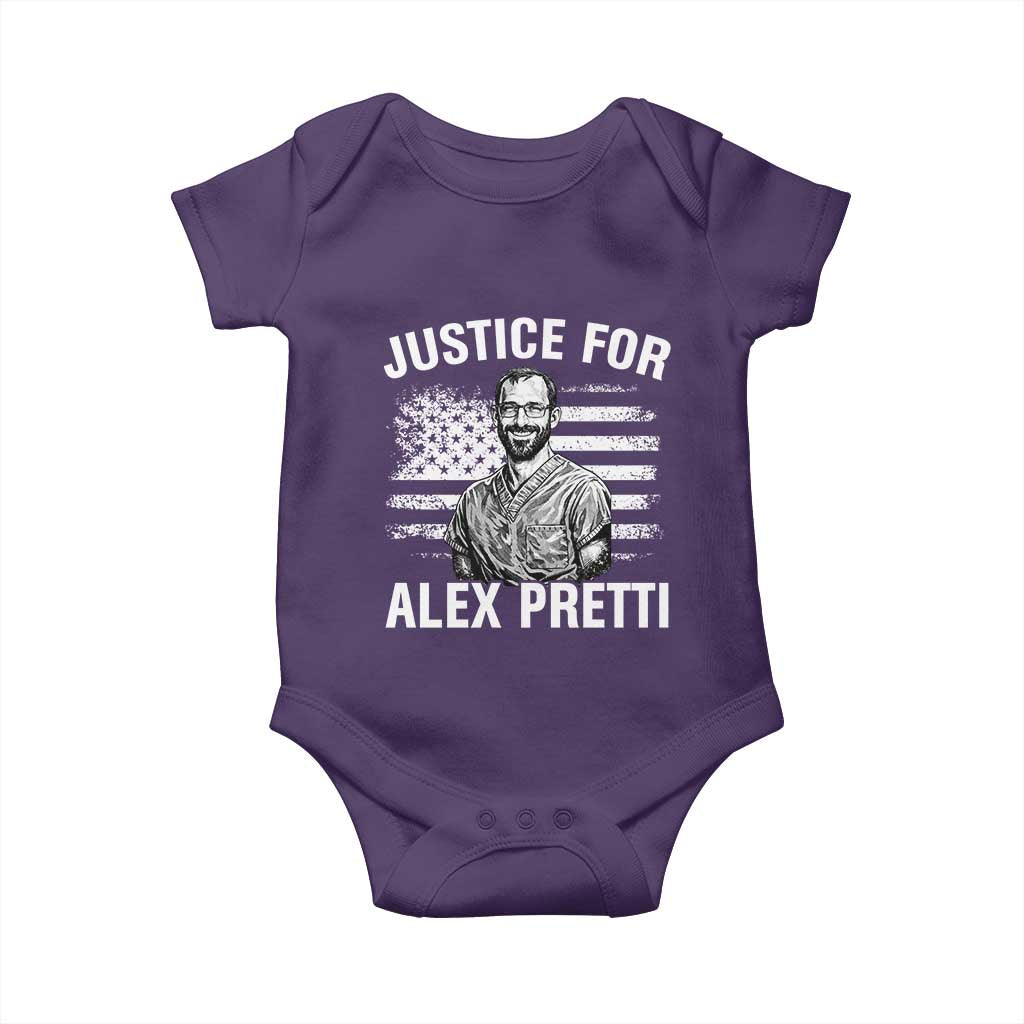 Justices for Alex Pretti Baby Onesie Resist Abolish ICE Protest TS14 Purple Print Your Wear