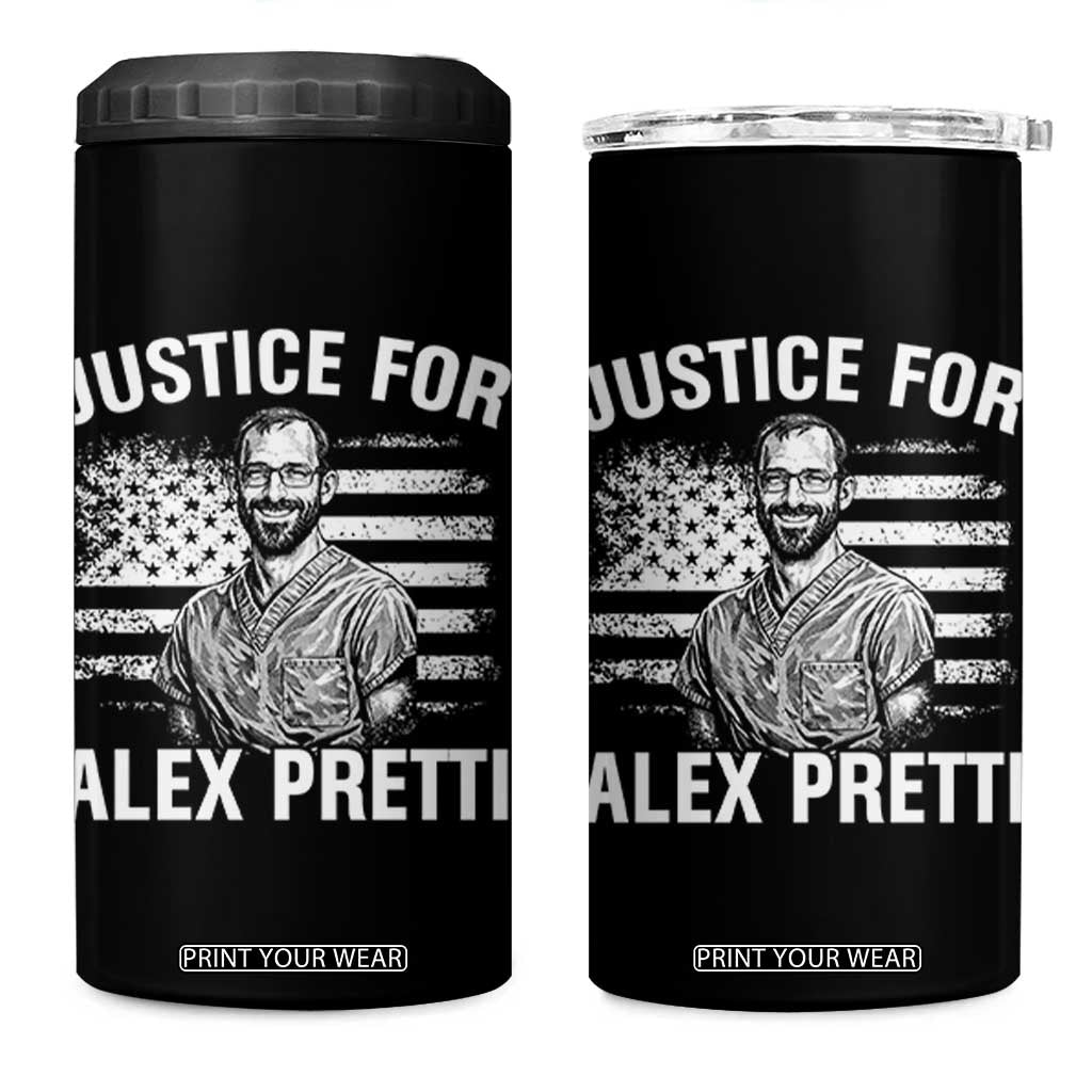 Justices for Alex Pretti 4 in 1 Can Cooler Tumbler Resist Abolish ICE Protest TS14 One Size: 16 oz Black Print Your Wear
