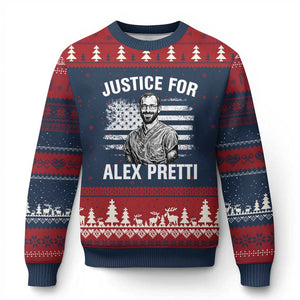 Justices for Alex Pretti Ugly Christmas Sweater Resist Abolish ICE Protest TS14 Navy Red Print Your Wear