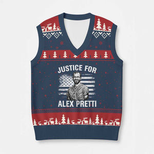 Justices for Alex Pretti V-Neck Knit Sweater Vest Resist Abolish ICE Protest TS14 Navy Red Print Your Wear