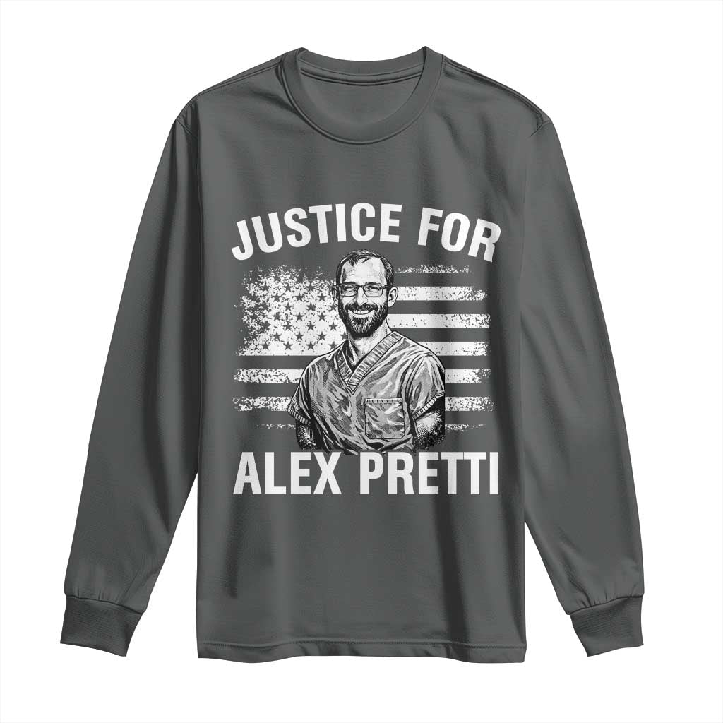 Justices for Alex Pretti Long Sleeve Shirt Resist Abolish ICE Protest TS14 Dark Heather Print Your Wear