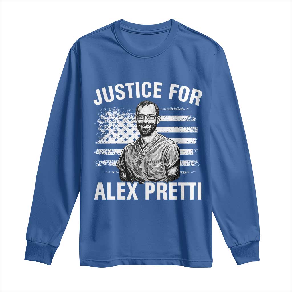 Justices for Alex Pretti Long Sleeve Shirt Resist Abolish ICE Protest TS14 Royal Blue Print Your Wear