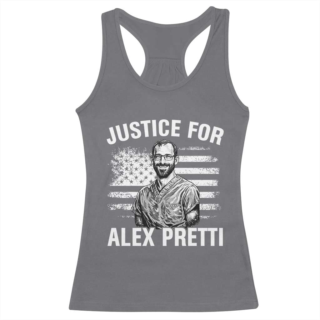 Justices for Alex Pretti Racerback Tank Top Resist Abolish ICE Protest TS14 Charcoal Print Your Wear