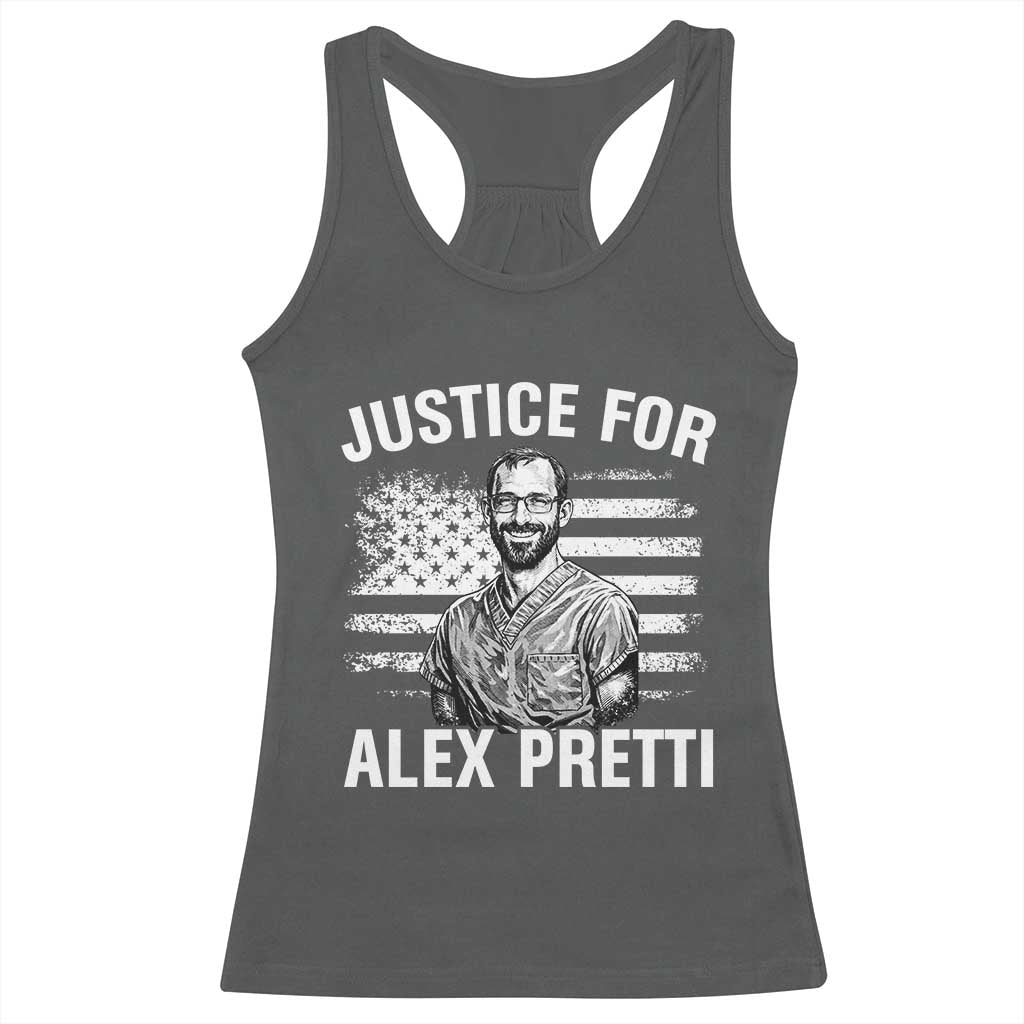 Justices for Alex Pretti Racerback Tank Top Resist Abolish ICE Protest TS14 Dark Heather Print Your Wear